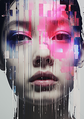 Digital Glitch Woman Portrait