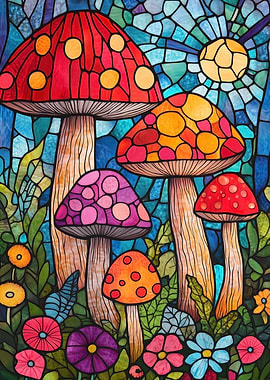Stained Glass Mushrooms