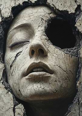 Cracked Face Sculpture