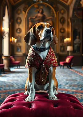 Dog Beagle in a Royal Setting