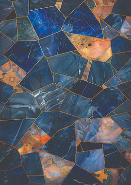 Blue and Gold Stone Mosaic