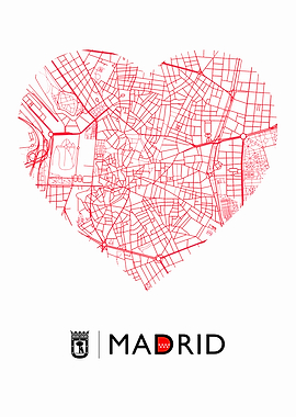 Madrid City Map Heart