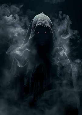 Hooded Figure in Smoke