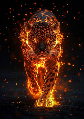 Majestic Jaguar in flames