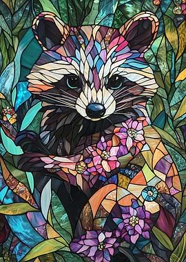 Stained Glass Raccoon