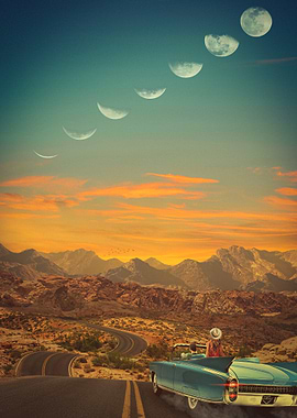 Vintage Car Sunset Drive