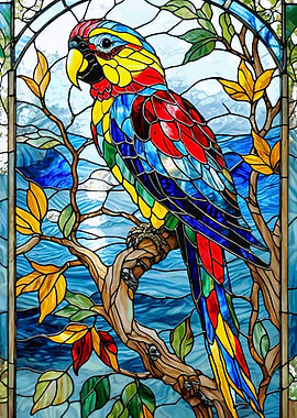 Stained Glass Parrot