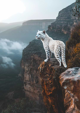 Albino Leopard: Guardian of the Cliffs