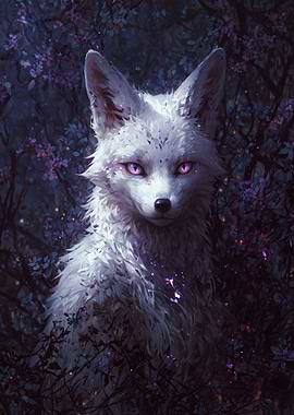 White Fox in Moonlight