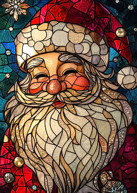Stained Glass Santa Claus