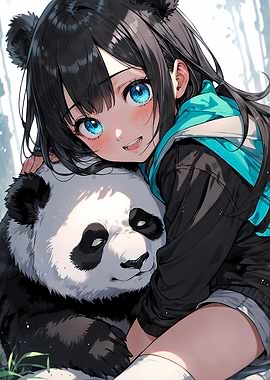 Anime Girl with Panda