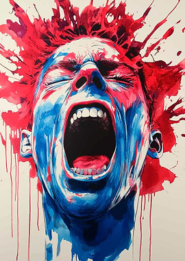 Screaming Man Watercolor