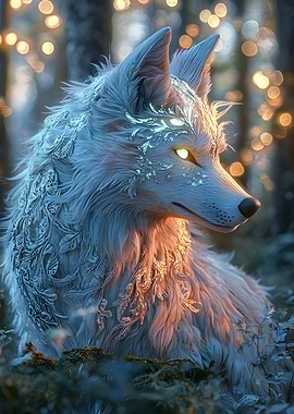 Mystical White Wolf