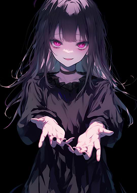 Anime Girl with Pink Eyes