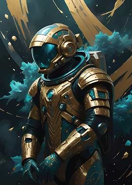 Gold and Teal Space Suit