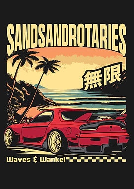 Red Sports Car Beach Sunset