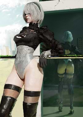 2B Cyberpunk Character Art