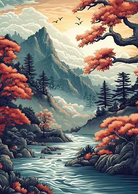 Mountain River Landscape