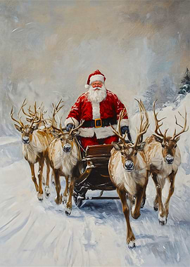 Santa Claus Reindeer Sleigh