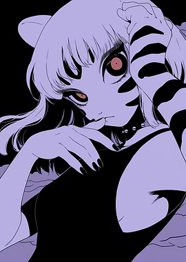 Anime Girl with Tiger Stripes