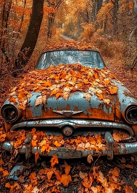 Rusty Car in Autumn