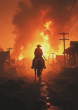 Lone Rider in Fire
