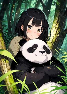 Anime Girl with Panda