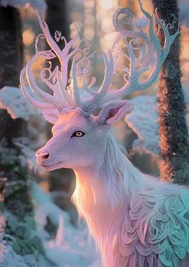 White Deer with Intricate Antlers