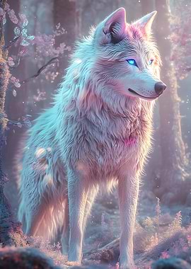 White Wolf in Enchanted Forest