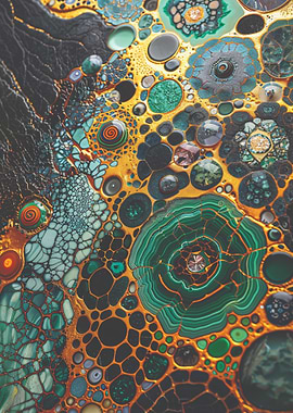 Abstract Gold & Green Swirls