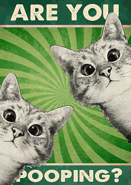 Funny Cat Pooping Poster