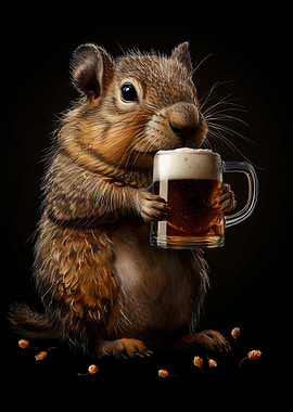 Squirrel with Beer