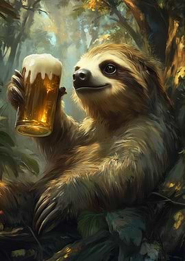 Sloth with Beer