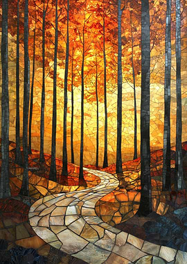 Abstract Autumn Forest Path