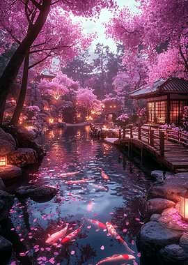 Japanese Garden at Dusk