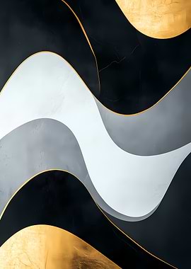 Abstract Gold Wave Art