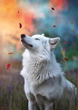 White Wolf in Field