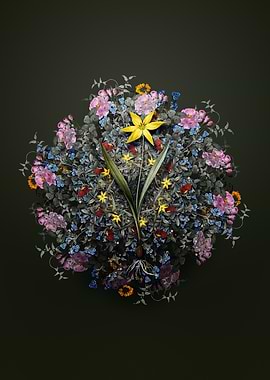 Floral Tulipa Celsiana Wreath Mandala