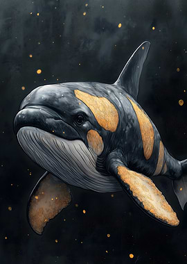 Golden Whale Illustration
