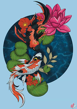 Koi Fish and Lotus