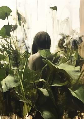 Woman in Lush Foliage