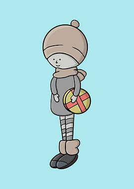 Cute Cartoon Girl with Gift