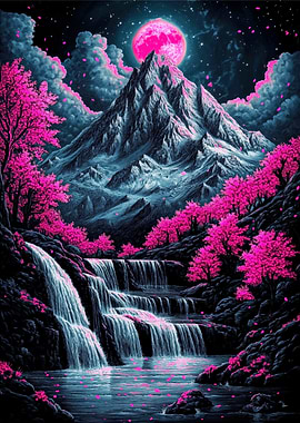 Pink Moon Waterfall