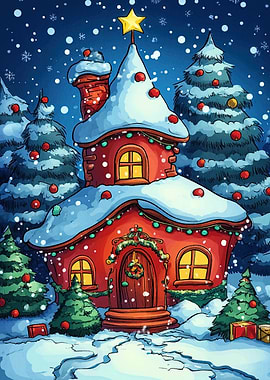 Christmas Cottage Tree