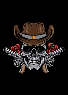 Cowboy Skull with Guns