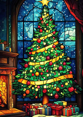 Stained Glass Christmas Tr