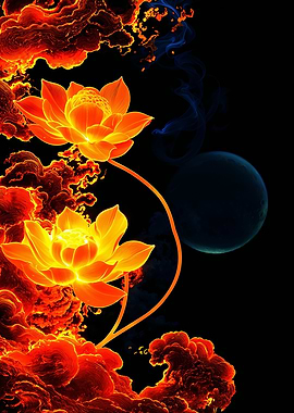 Fire Lotus and Moon