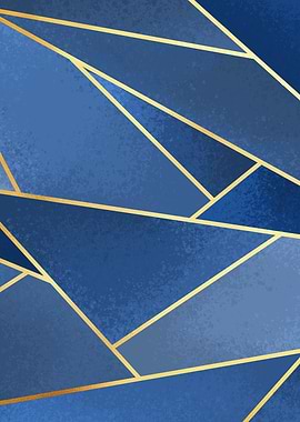 Blue and Gold Geometric Art