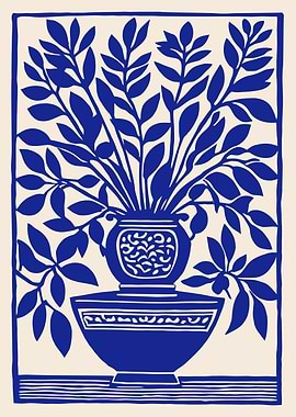 Blue Floral Vase Print