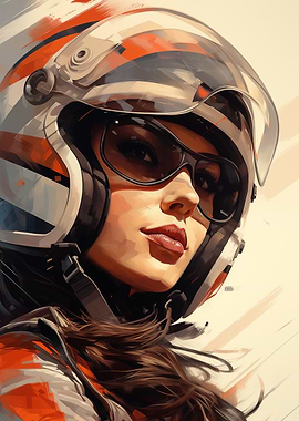 Woman in Motorcycle Helmet